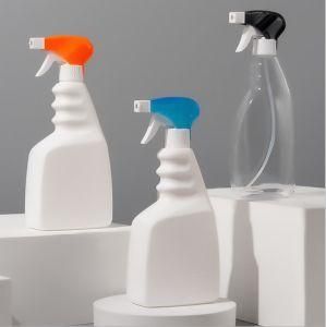 500ml HDPE Plastic Flat Shape Cleaning Bottle with Trigger Spray Head for Chemical Liquid