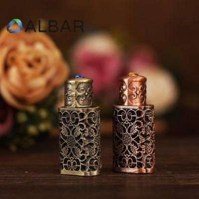 Diamond Decoration Zinc Tola Attar Perfume Bottles for Fragrance with Glass Stick
