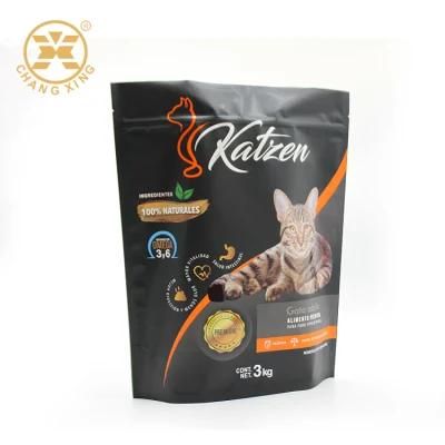 Custom Bottom Gusset Stand up Plastic Cat Pet Dog Food Packaging Bag with Resealable Zipper