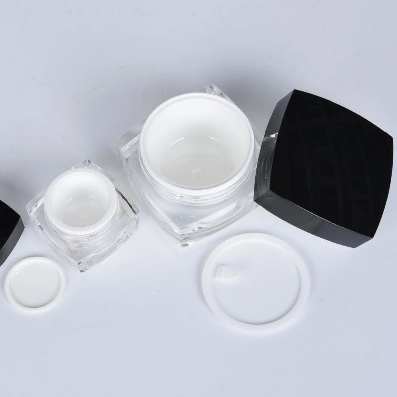 Square 50g Double Wall Container Acrylic Moisturizing Facial Cream Jar