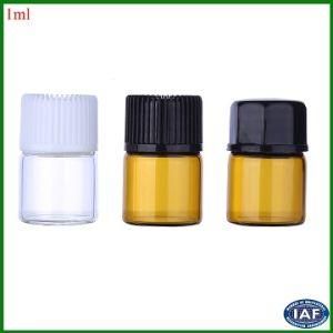 1/4 DRAM 1ml Amber Glass Vial Essential Oil Bottle with Black Caps Stopper