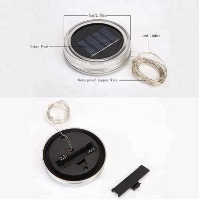 Christmas Decor Use Solar LED Light Metal Lid for Mason Jar