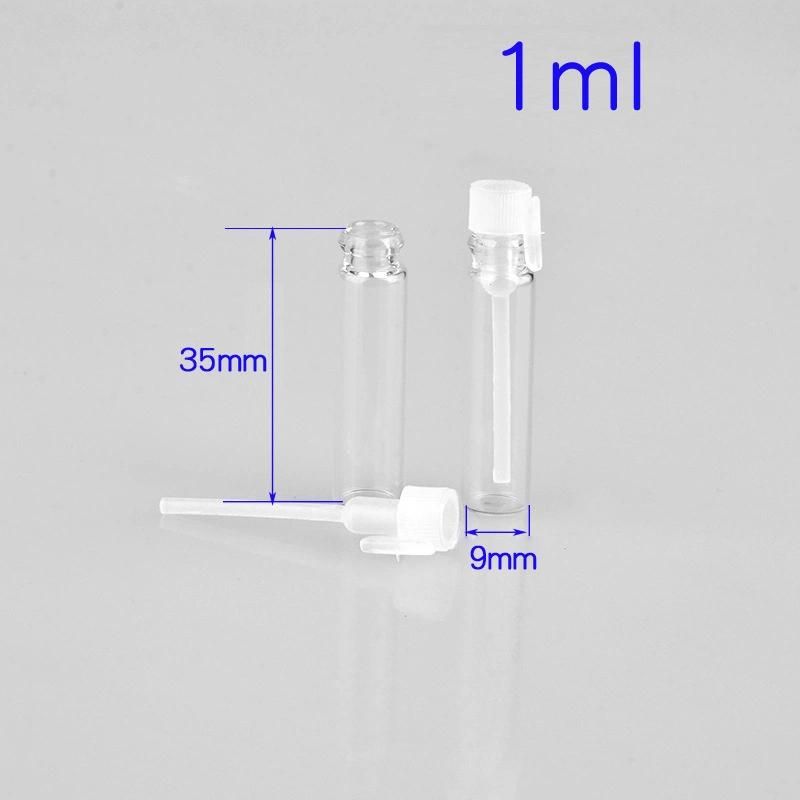 1ml Mini Glass Perfume Bottle Small Parfume Sample Vials Tester Trial Perfume Bottle with Clear Black Stoppers