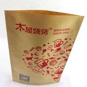 Hot Seal Stand up Kraft Paper Bag for Grease Proof Food