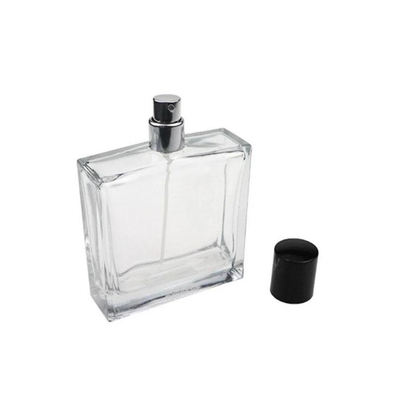 100ml Flat Square Glass Perfume Bottle with Metal Spray Head