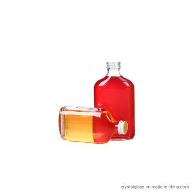 Flask Whiskey Glass Bottle Flat Square 200ml 250ml with Aluminum Lids