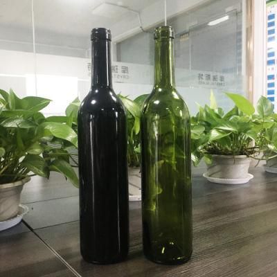 750ml Antique Green Clear Glass Wine Bottle with Cork Lid