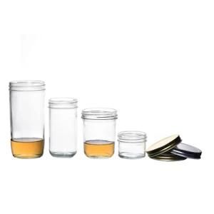 Compact and Portable Multiple Lids and Capacities Empty Clear Round Glass Food Jars