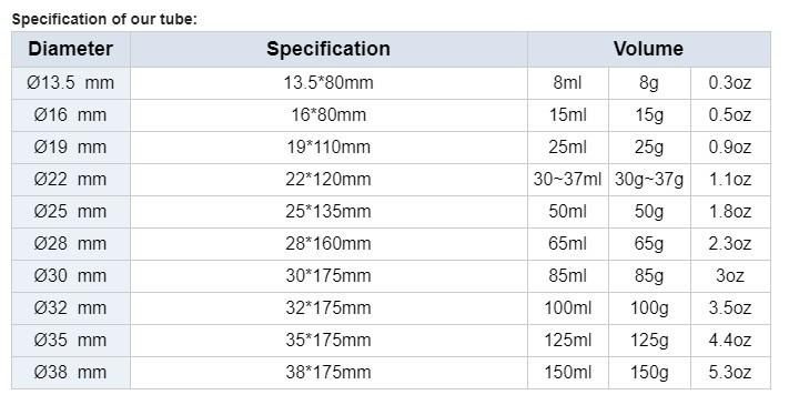 Large Capacity Aluminum Squeeze Tubes