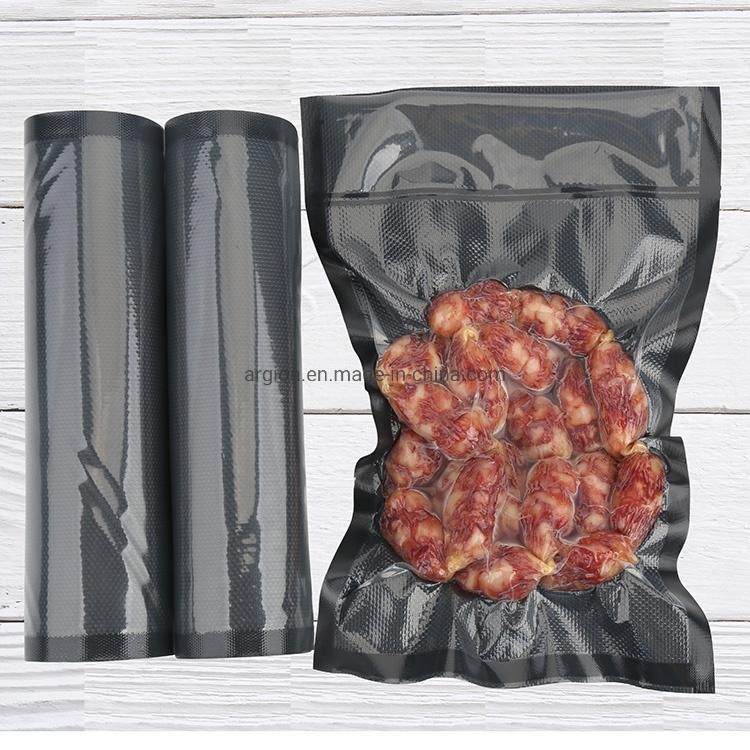 Black-Black Flat Embossed Packaging Food Vacuum Bag Roll for Suction Vacuum Sealer