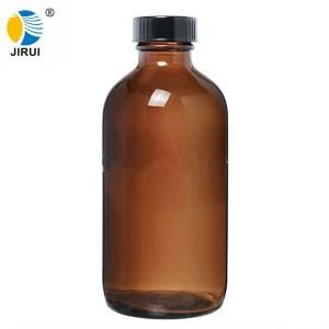 2oz Amber Glass Boston Round Bottles (Black Phenolic Cap)