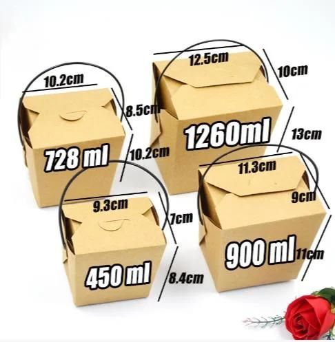 Wholesale Custom Color Printing Loge Kraft Paper White Card Disposable Fast Food Paper Box Fried Chicken Lunch Takeaway Salad Oil-Proof Noodle Lunch Packing