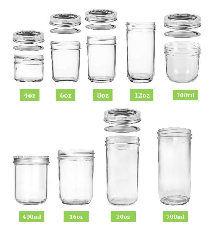 20oz 650ml Big Capacity Leaktight Round Fruit Vegetables Salad Jam Honey Food Canning Mason Jar Glass with Silver Lids