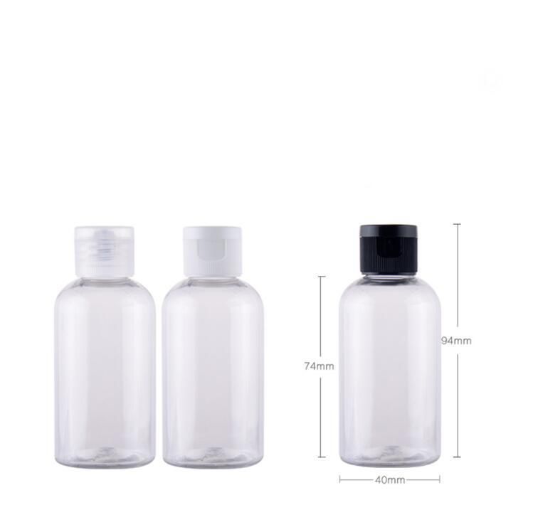 75ml Empty Clear Pet Plastic Lotion Emulsion Shampoo Toner Flip Cap Cosmetic Packaging Containers for Travel Wholesae