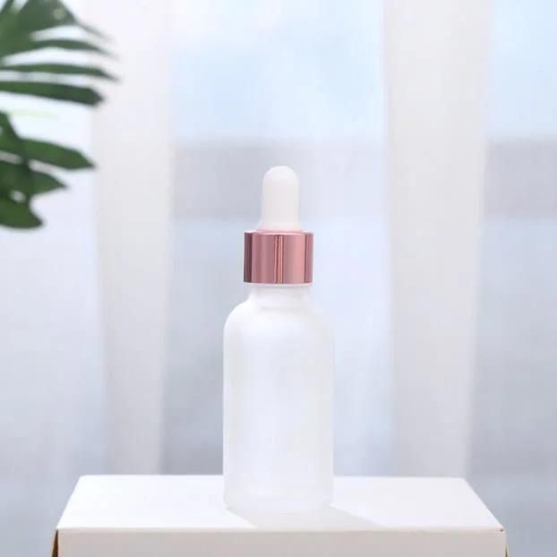 20ml 30ml 50ml Frosted Serum Glass Dropper Bottle with Rose Gold Cap