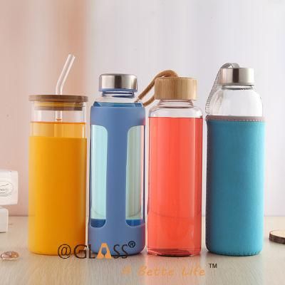 450ml Portable Glass Bottle Drink with Metal Screw Lid