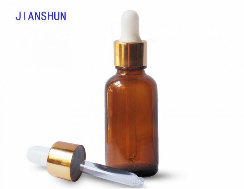 50ml Amber Glass Essential Oil Dropper Bottle with Aluminum Cap and Glass Dropper