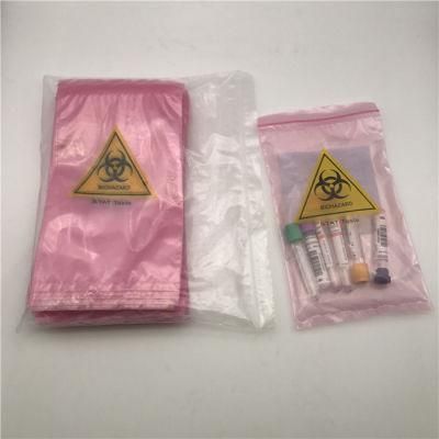 Medical Use Lab Hospital Self Adhesive Seal Packaging 3 Layers Plastic Bag LDPE Transportation Specimen Biohazard Bags