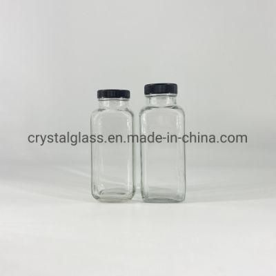 French Square Glass Bottle for Beverage/Fruit Juice/ Milk /Water 950ml 500ml 300ml 250ml