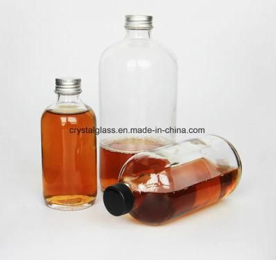 Beverage Use Empty 16oz Round Kombucha Glass Bottle for Bubble Tea Smoothies