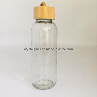 Clear Glass Water Bottle with Bamboo Lids 150-1000ml