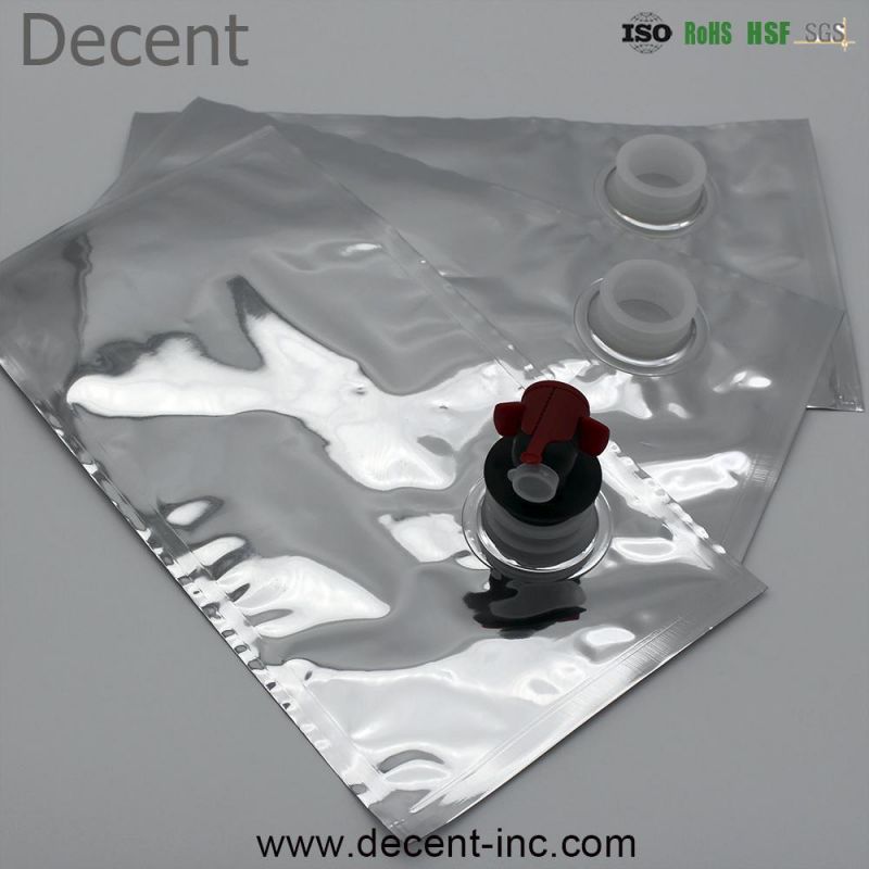 Logo Print Bib Bag 1L/2L/3L/5L Water Juice Red Wine Packaging Coffee Milk Wine Bag in Box Dispenser with Valve