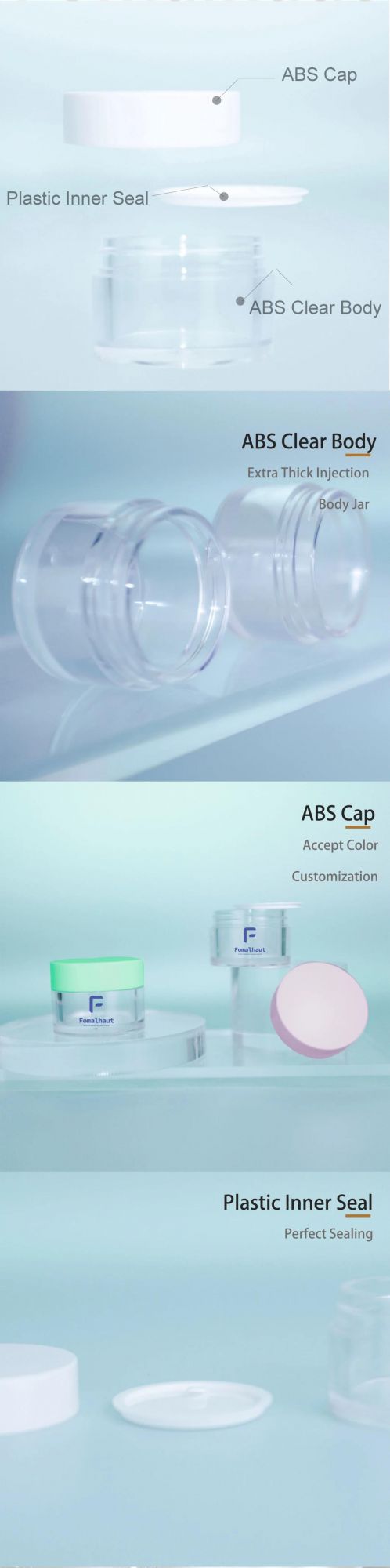 Fomalhaut Cosmetic Cream Packaging Plastic Jar with White Screw Lid