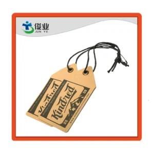Wholesale Custom Kraft Paper Labels Safety Pins Wax String Leather Jeans Screen Printed Hang Tags
