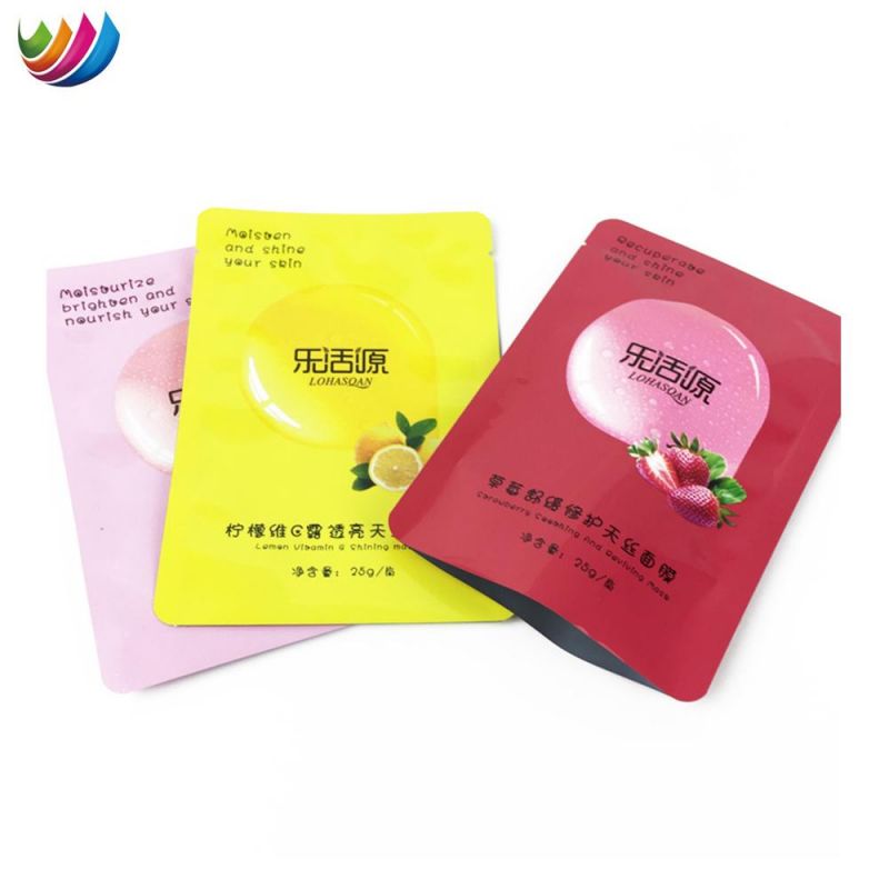Heat Sealable Holographic 3 Side Seal Aluminum Foil Laminated Pouch Cosmetic Packaging Bag Facial Mask Sheet Packaging