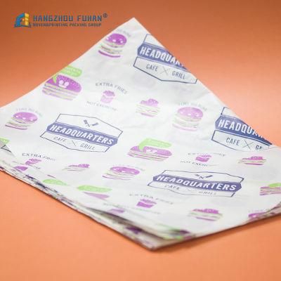 Waterproof Greaseproof Paper Custom Health Hamburger Food Wrapping Printing Yellow Paper