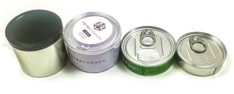 Food Grade 3.5g100ml Hand Sealable Pressitin Metal Top Tin Can with Easy Pull End and Plastic Top Cover