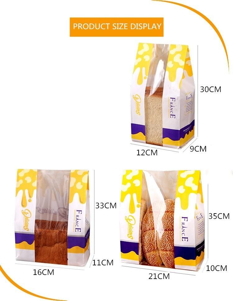 Eco Friendly Food Grade Bakery Kraft Paper Bread Packaging Bag with Window