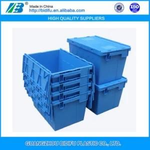 Attached Lid Crate Plastic Moving Crate for Logistic Shipping or Industrial China Factory