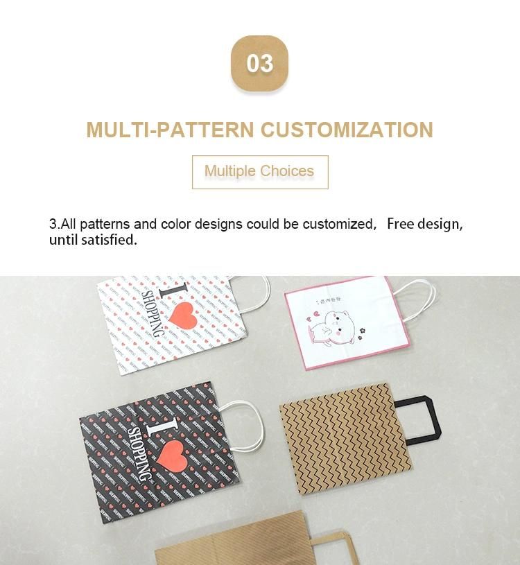 Custom Logo 100% Recyclable Take Away Cloth Shopping Gift Kraft Paper Grocery Bag