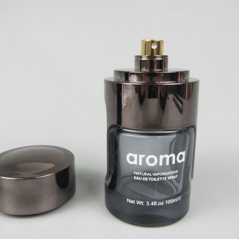 Cylinder 100ml Transparent Spray Black Glass Perfume Bottle