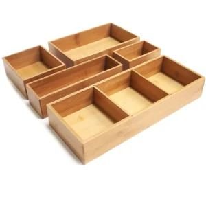 5 Piece Set Flatware Drawer Expandable Bamboo Desktop Organizer