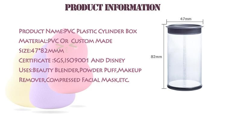 Clear PVC Cylinder Packaging Box for Beauty Blender