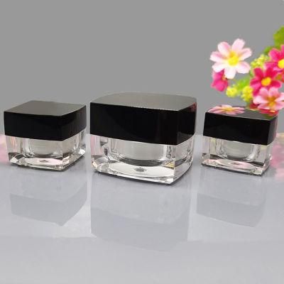 in Stock Popular Unique 5g 10g 15g 30g Clear Black Lid Cosmetic Acrylic Powder Jars Facial Cream Containers