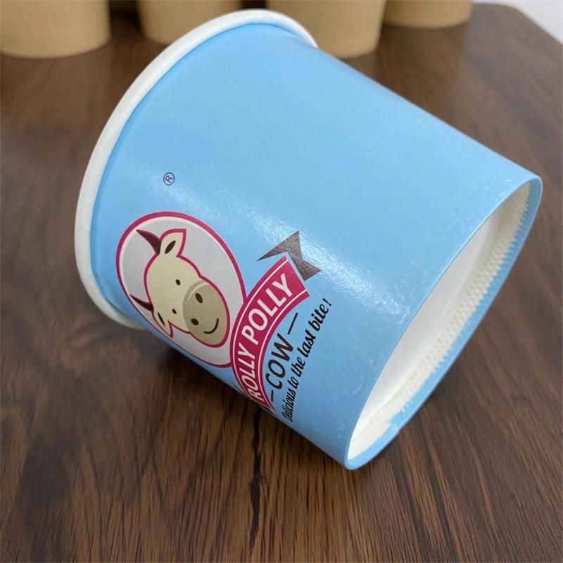 78*63*56mm 4oz Customized Double PE Paper Ice Cream Containers with Lid