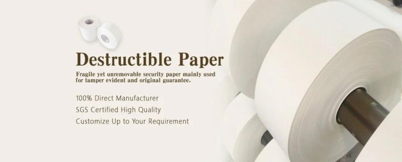 Adhesive Fragile Label Paper/Self Destruct Egg Shell Paper Roll