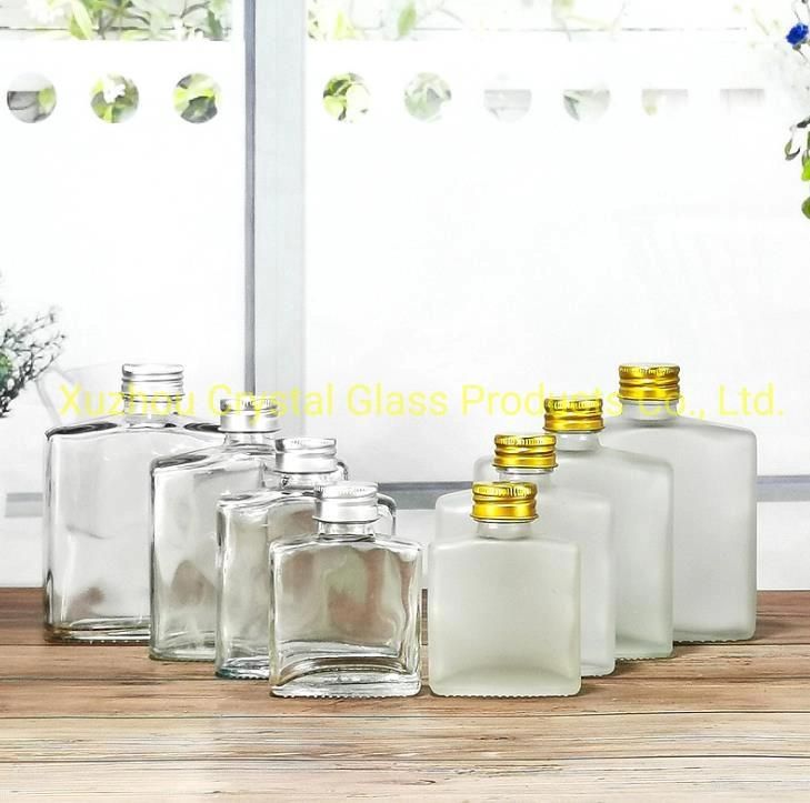 100ml 200ml 250ml Clear Square Fruit Juice Wine Milk Tea Beverage Glass Bottle