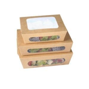 Kraft Salad Packaging Box, Disposable Water Proof Paper Packaging, Take Away Lunch Box, Fast Food Box