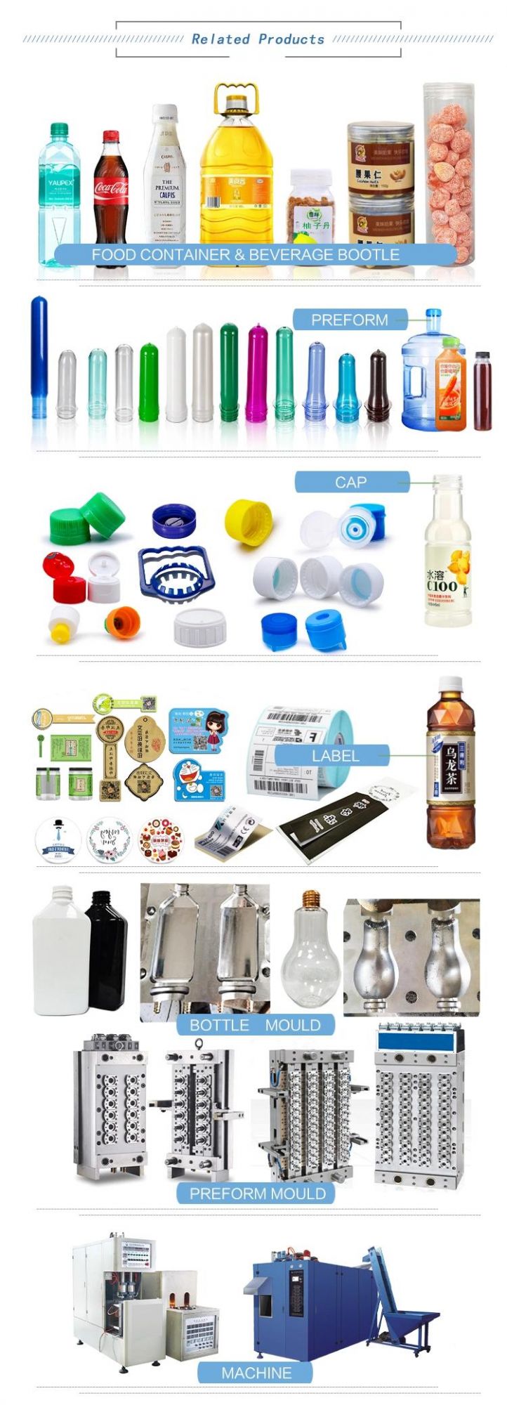 45mm 46mm 48mm Plastic Pet Preform for Bottle with Cap and Handle