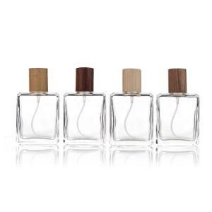 50ml 100ml Spray Luxury Perfume Bottle Square Empty Perfume Bottles with Wooden Caps