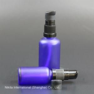 Frosted Blue Glass Oil Bottle with Lotion Pump, Dropper Bottle (NBG24A)
