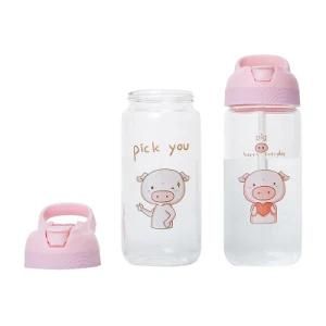 Pink Portable Water Bottles 450ml Customized Logo Reusable Glass Water Bottles Drinking Bottles