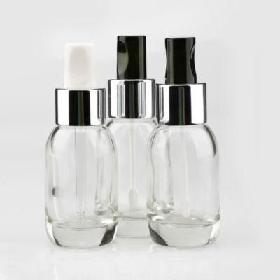 Cosmetics Rose Gold Luxury 30ml Empty Essential Oil Clear Glass Serum Bottles with Brush