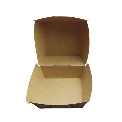 Disposable Printed Hamburger Food Packing Kraft Cardboard Paper Box with Custom Design