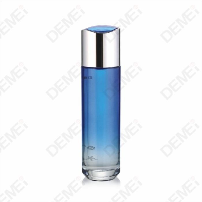 Demei 40/100/120ml 30/50g Cosmetic Skin Care Packaging Coating Blue Toner Lotion Glass Bottle and Cream Jar Series with Speical Shape Cap