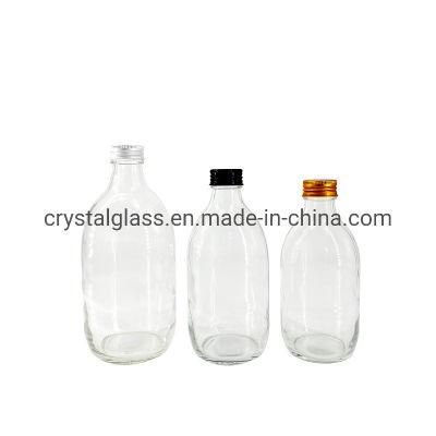 Screw Top Clear Boston Juice Milk Beverage Storage Glass Bottle 350ml 500ml